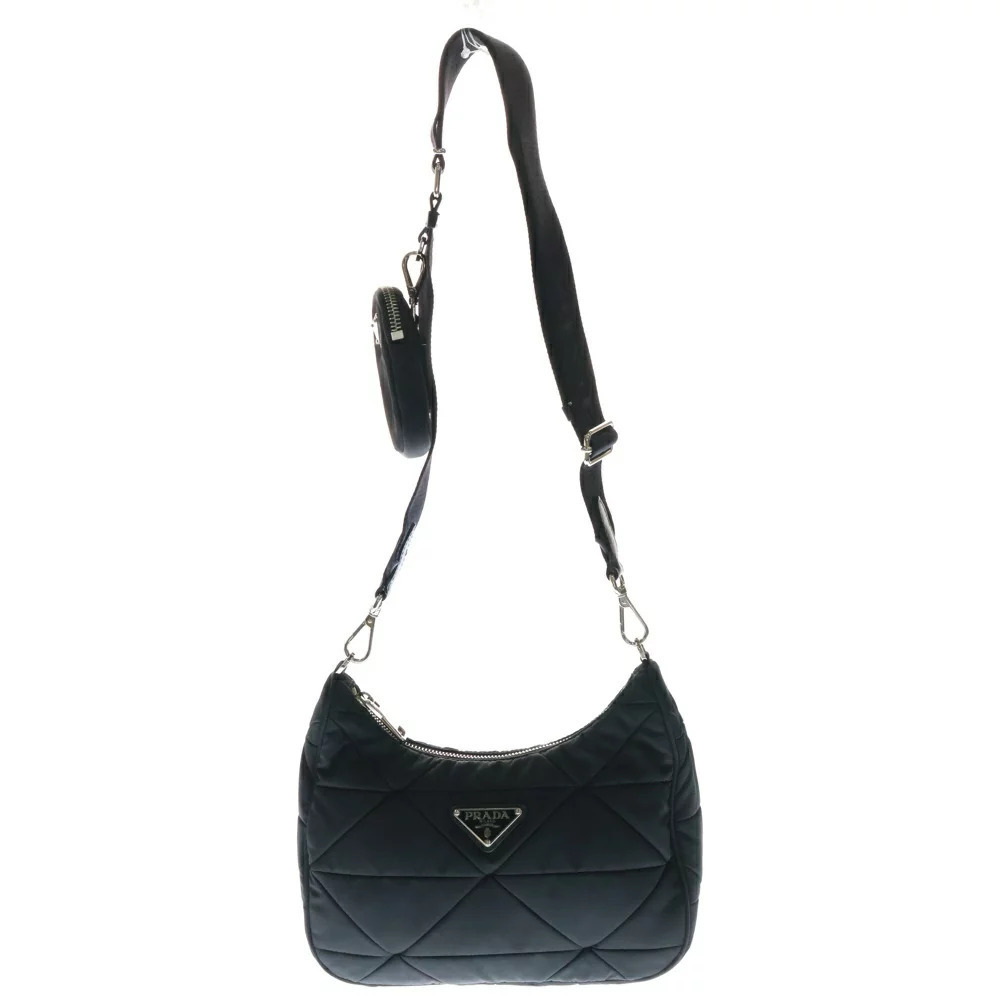 PRADA Padded Quilted Shoulder Bag Black